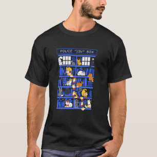 Library Box Who Police Box Cute Cat TV Series T-Shirt