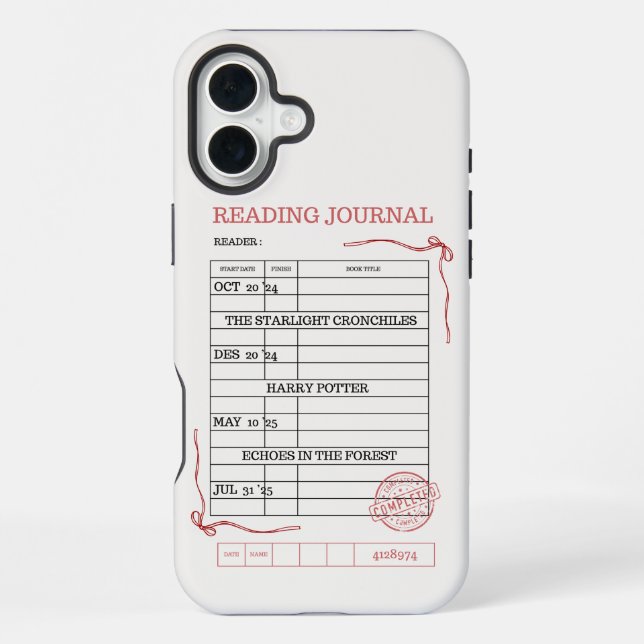 Library Card Aesthetic Phone Case (Back)