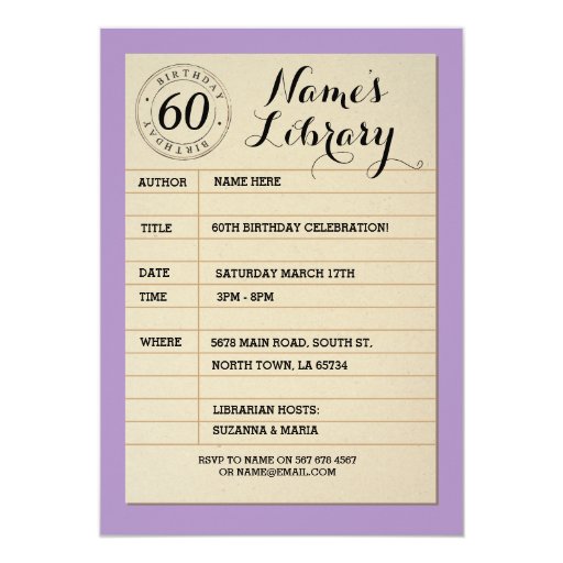 Luxury 55 Library Card Birthday Invitations