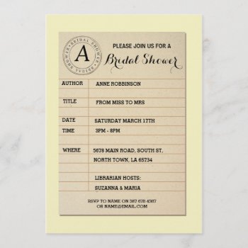Library Card Book Bridal Shower Book Party Invite by WOWWOWMEOW at Zazzle