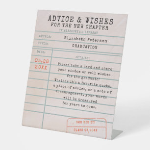 Library Card Book Theme Graduation Advice Wishes Pedestal Sign