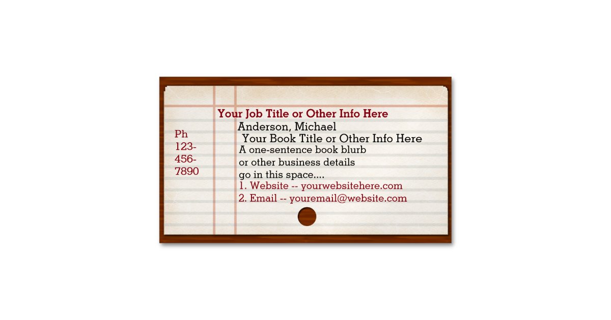 Library Card Catalog Writer Author Librarian | Zazzle