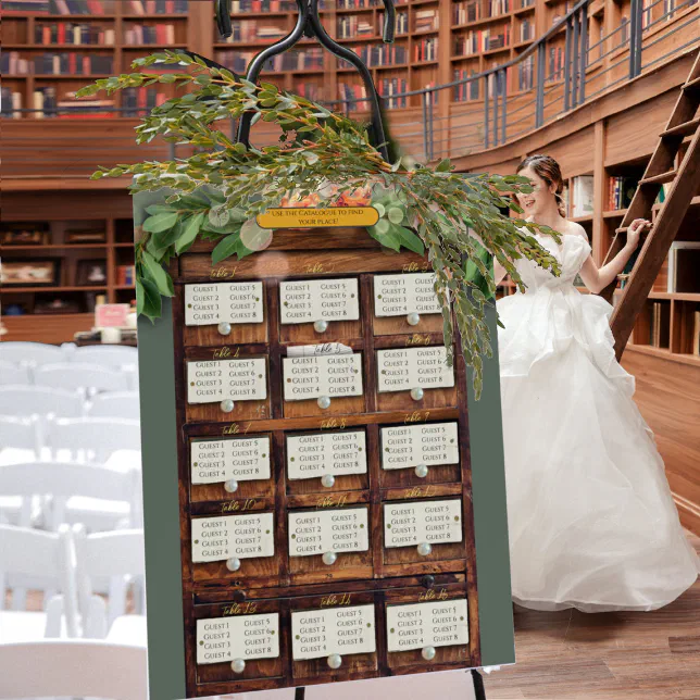 Library Card Catalogue Seating Chart Poster | Zazzle