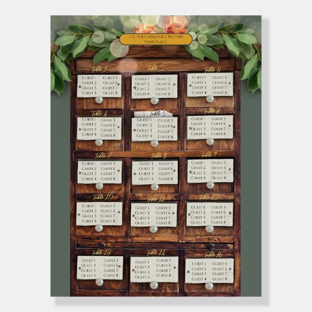 Library Card Catalogue Seating Chart Poster (Front)