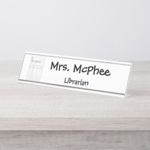 "Library Card" Name Plate