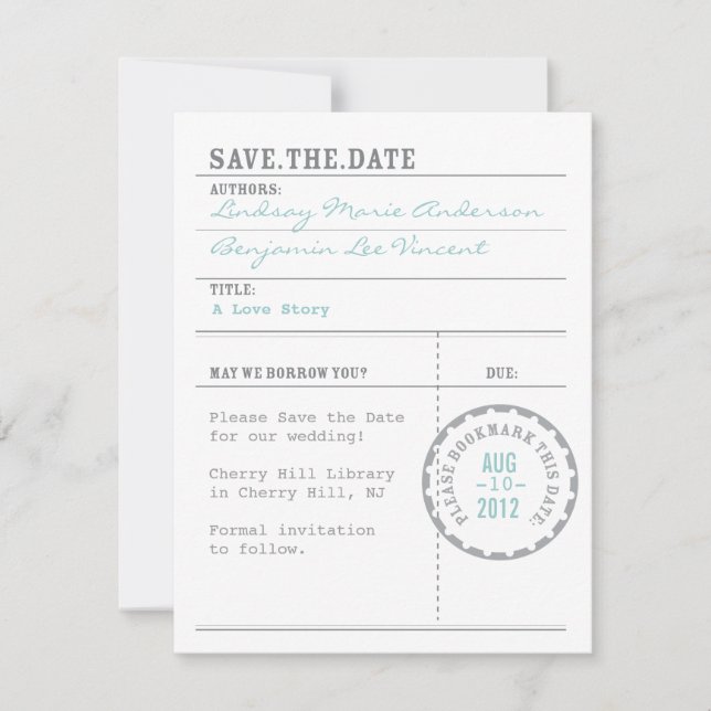 Library Card Save the Date (Front)