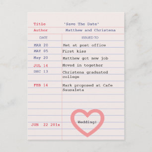 Library Card Save The Date Postcard