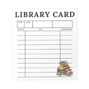 Library Card Vintage Books Notepad