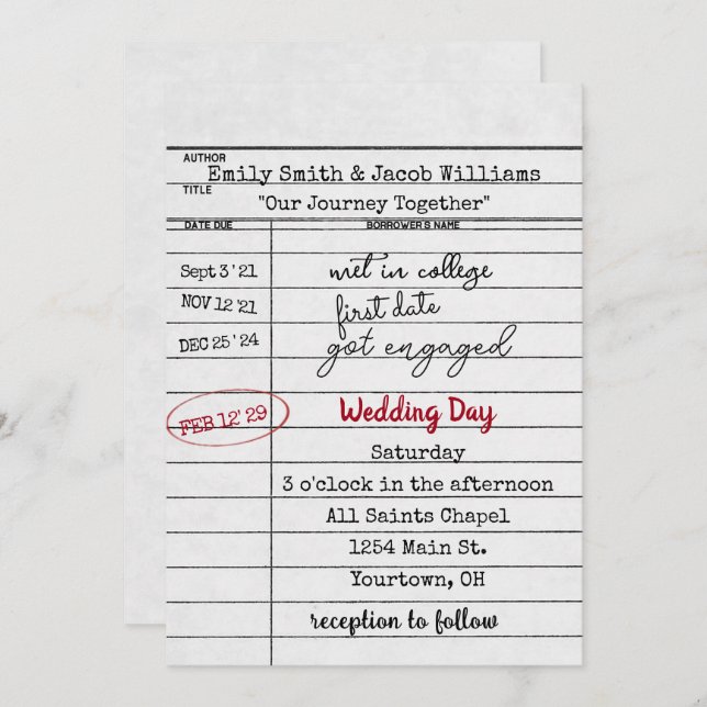  Library Card Wedding Invite (Front/Back)