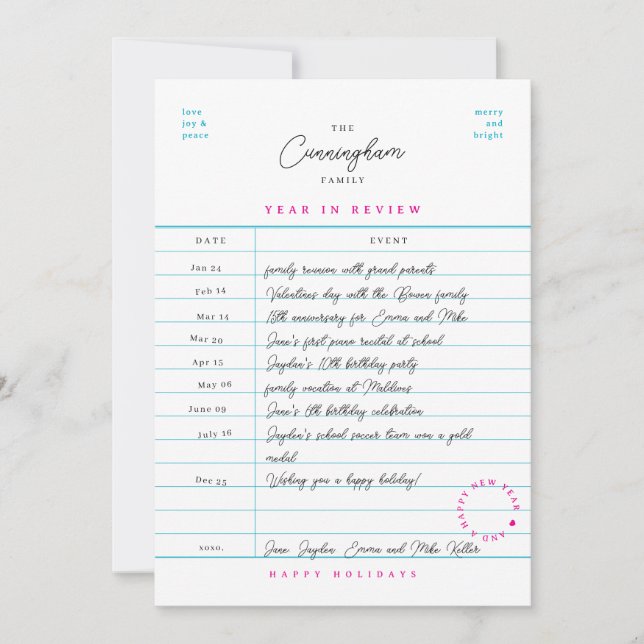 Library Card Year in Review Flat Holiday Card (Front)