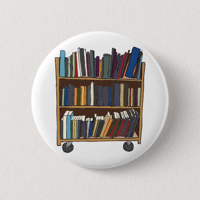 Library Cart Pinback Button (Front)