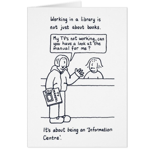 Library Cartoon Female Customer Enquiry Cards (Front)