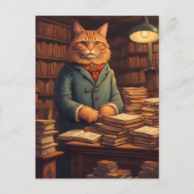 library cat #10 postcard (Front)