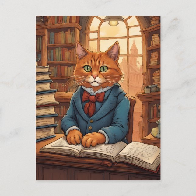 library cat #11 postcard (Front)