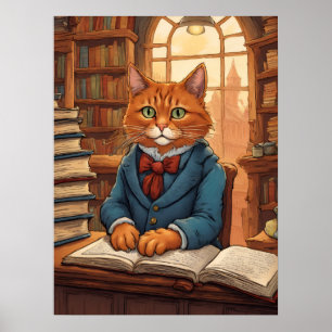 library cat #11 poster