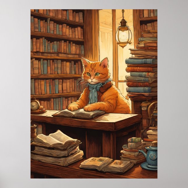 library cat #12 poster (Front)