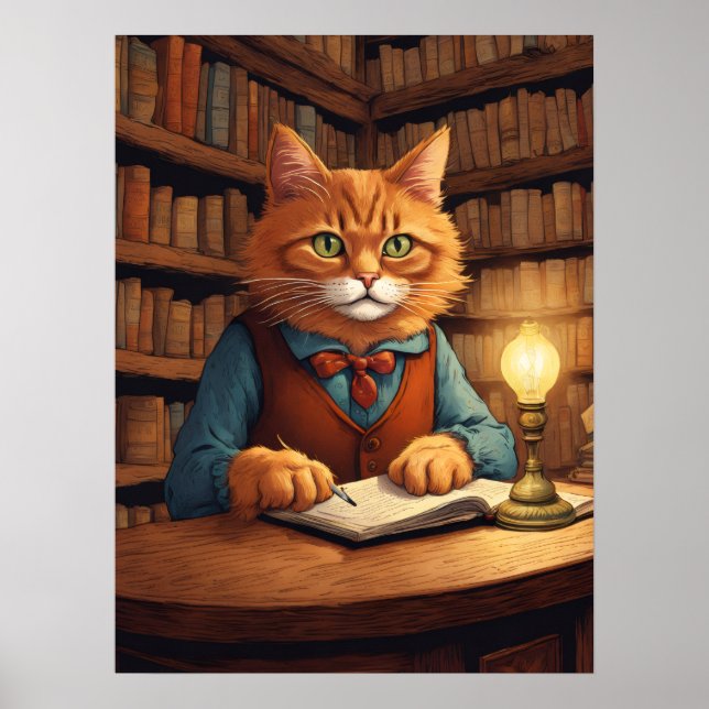 library cat #18 poster (Front)