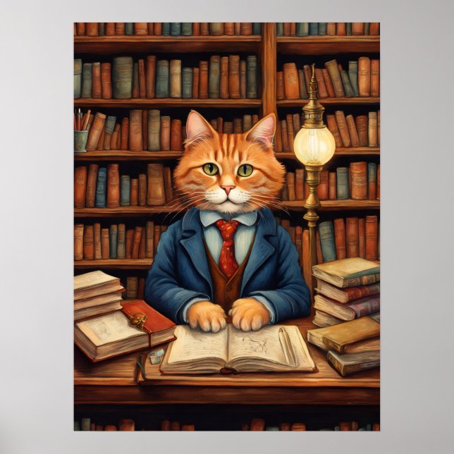 library cat #3 poster (Front)