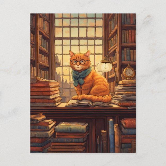 library cat #4 postcard (Front)