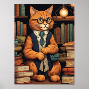 library cat #6 poster