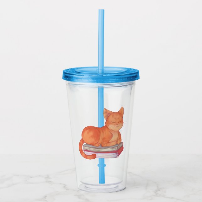 Library Cat Acrylic Tumbler (Front)