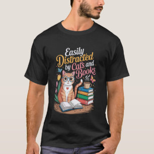 Library Cat Book Lover Bookworm Literature Librari T-Shirt