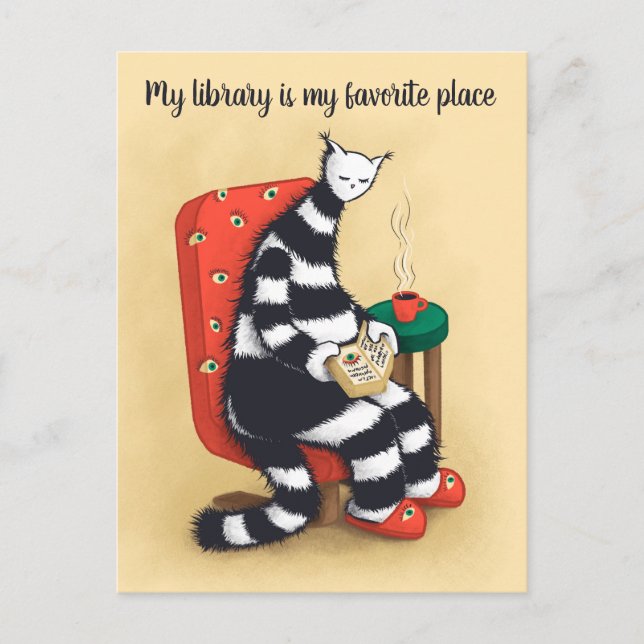 Library Cat Lover Libarian Postcard (Front)