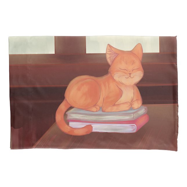 Library Cat Pillow Case (Front)