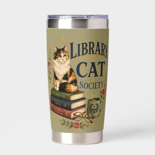 Library Cat Society Bookish Calico Insulated Tumbler