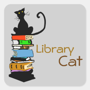 Library Cat Square Sticker
