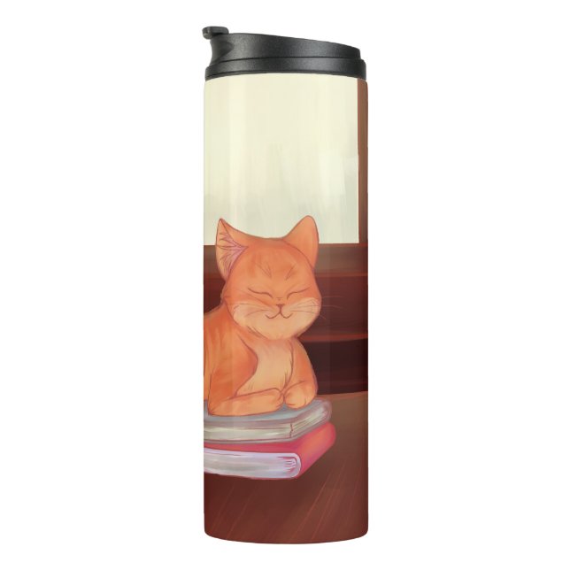 Library Cat Thermal Tumbler (Rotated Right)
