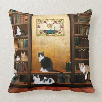 Library cats throwpillow