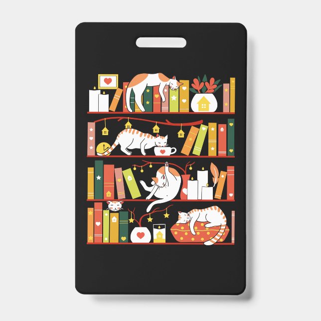 Library cats autumn colour version badge (Front)