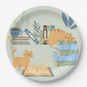 Library Cats Paper Plates