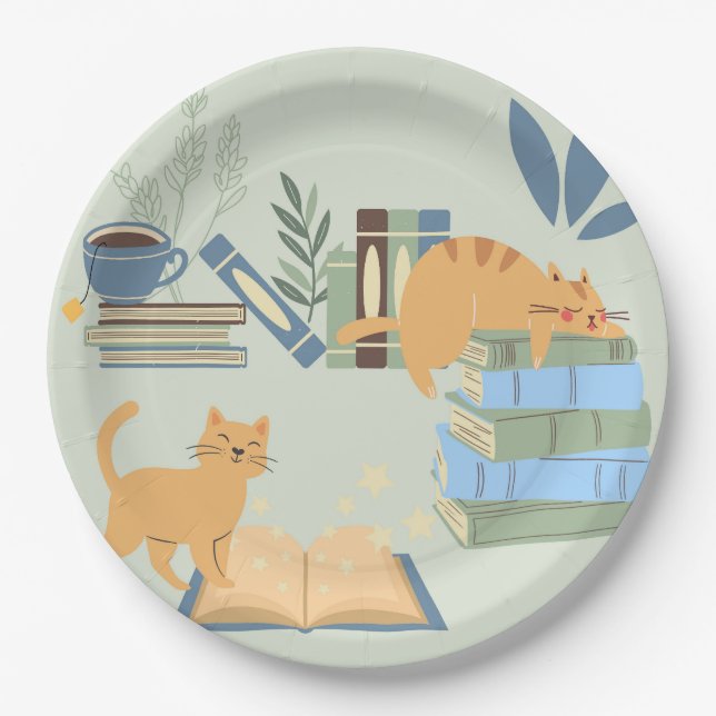 Library Cats Paper Plates (Front)