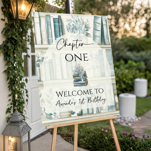 Library Chapter ONE Blue Boy Book 1st Birthday Foam Board (Creator Uploaded)