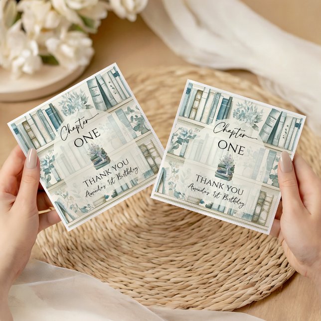 Library Chapter ONE Blue Boy Book 1st Birthday Napkins (Creator Uploaded)