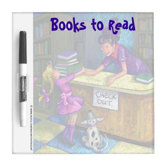 Library Check Out Art Books to Read Dry Erase Board (Front)