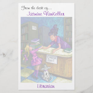 Library Check Out Art Personalized Stationery