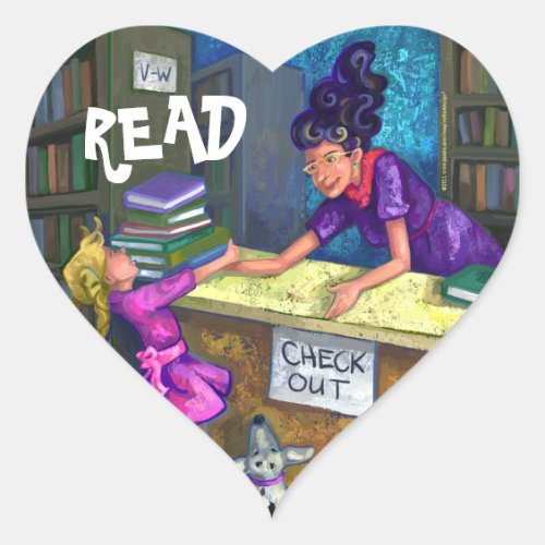 Library Check Out Art READ stickers