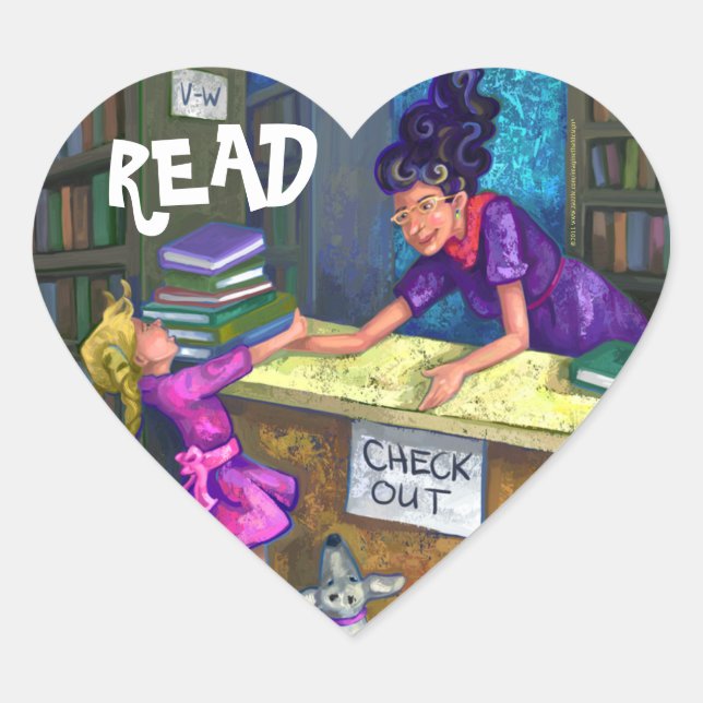 Library Check Out Art, READ stickers (Front)