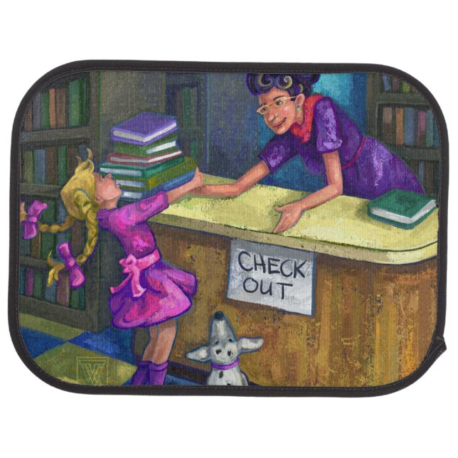 Library Check Out Artwork Car Floor Mat (Rear)