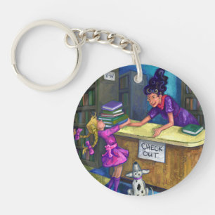 Library Check Out Artwork Keychain