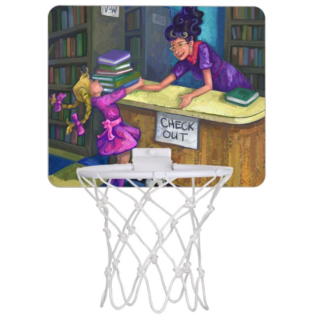 Library Check Out Artwork Mini Basketball Hoop (Front)