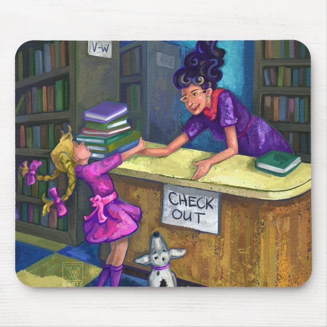Library Check Out Artwork Mouse Pad (Front)