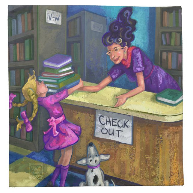 Library Check Out Artwork Napkin (Front)
