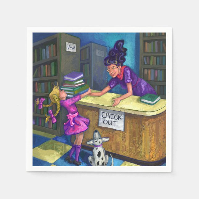 Library Check Out Artwork Napkins (Front)