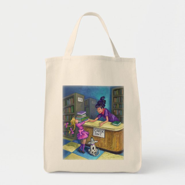 Library Check Out Artwork Tote Bag (Front)