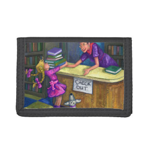 Library Check Out Artwork Tri-fold Wallet