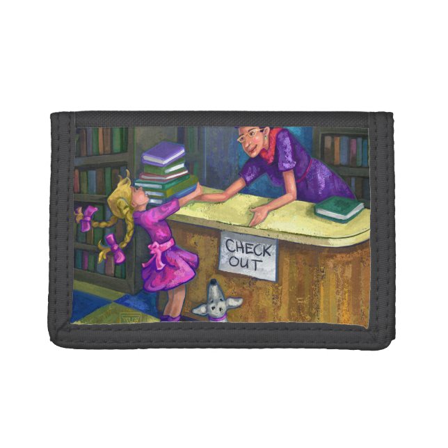Library Check Out Artwork Tri-fold Wallet (Front)